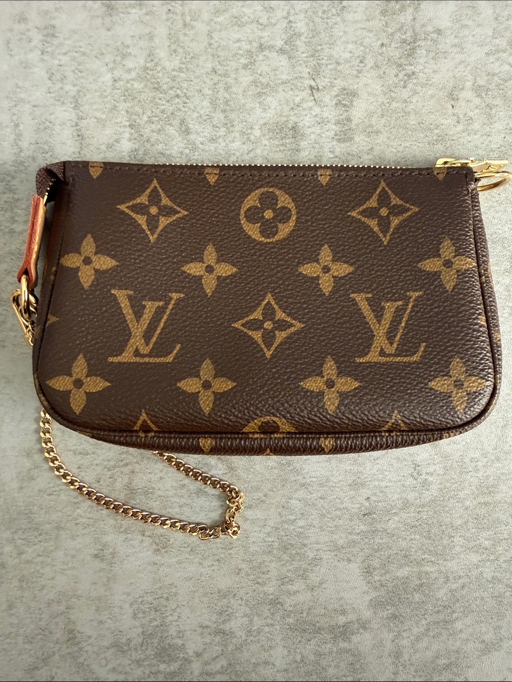 Louis Vuitton Monogram Canvas Mini Pochette in Brown and Gold